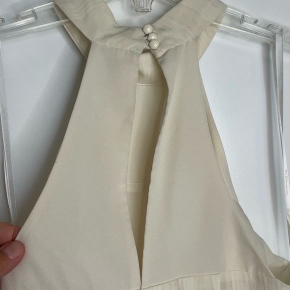 BCBG Generation Cream Halter Pleated Swing Mini Dress with Satin Collar, sz S - Picture 8 of 10